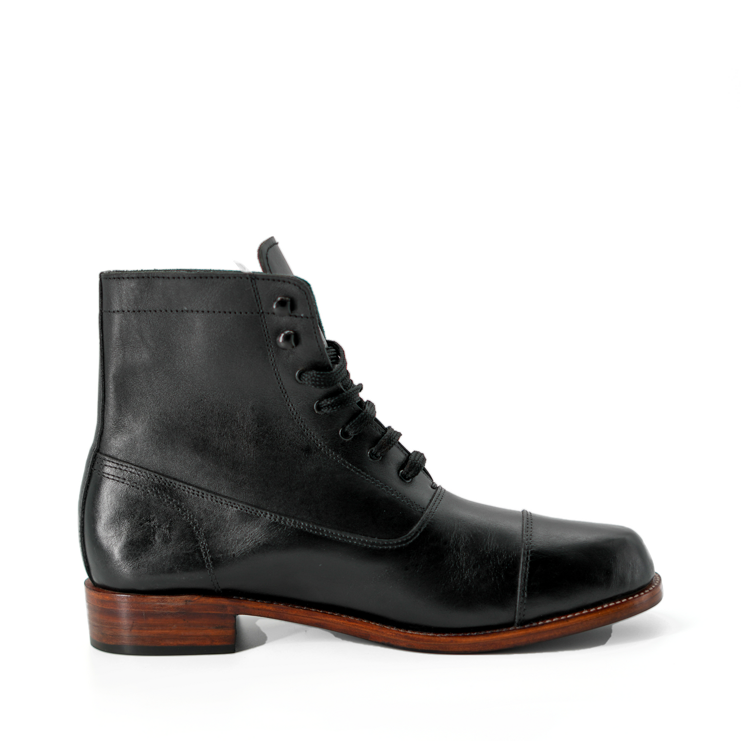 Handmade Cap-Toe Ankle Lace-Up Full-Grain Leather Men’s Dress Boots