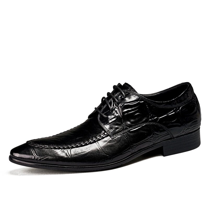 Handmade Crocodile Pattern Men's Leather Oxford Shoes