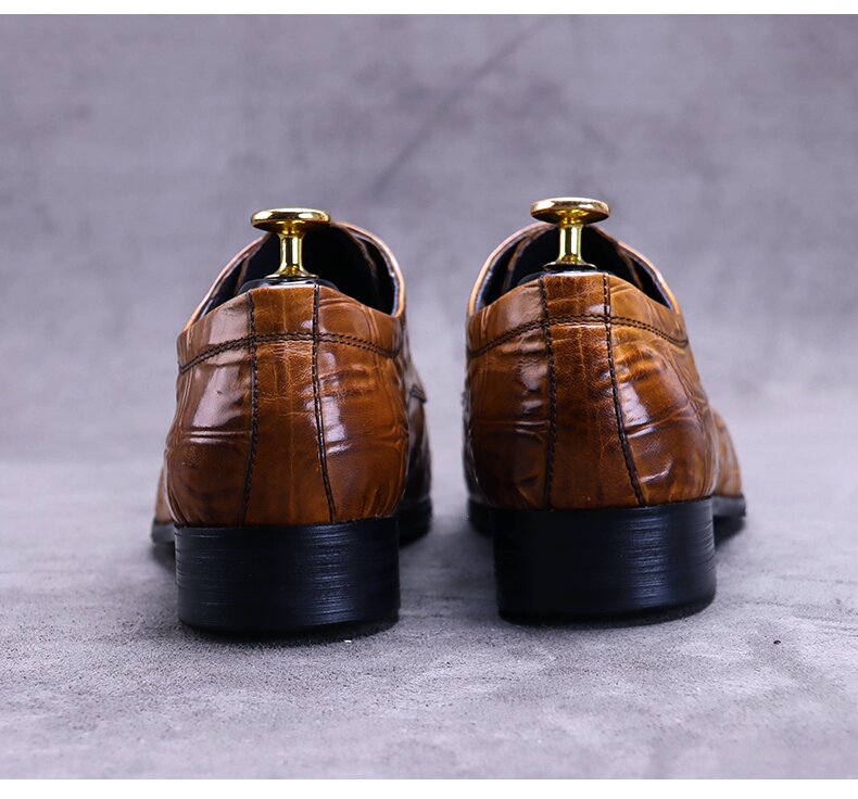 Handmade Crocodile Pattern Men's Leather Oxford Shoes