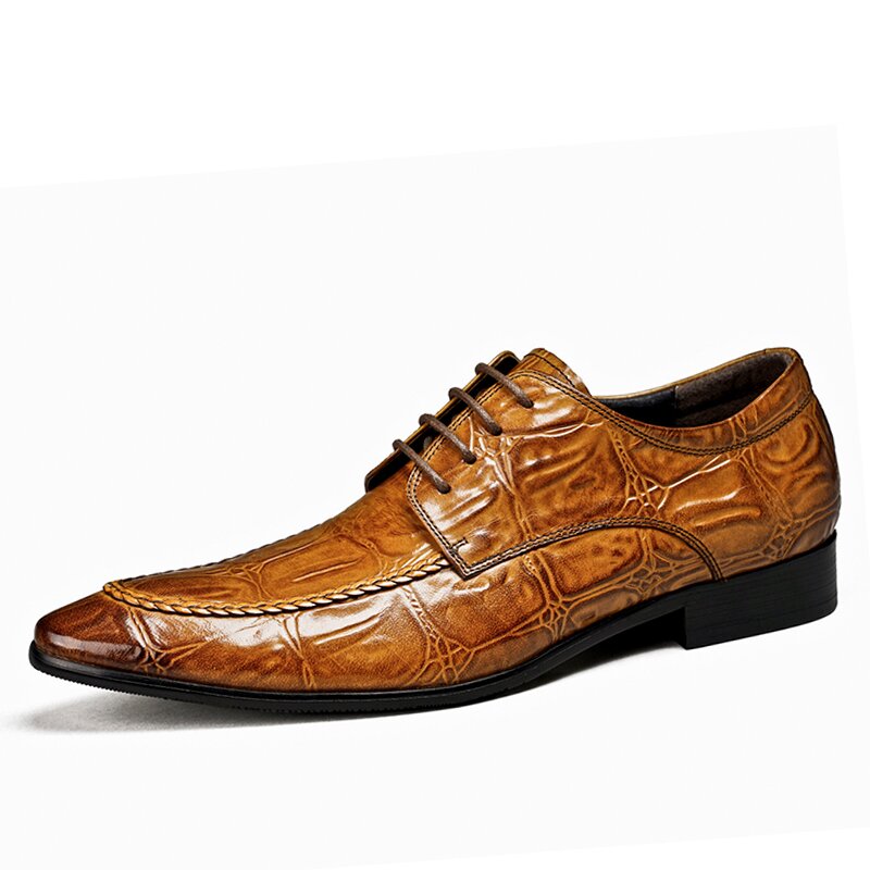 Handmade Crocodile Pattern Men's Leather Oxford Shoes