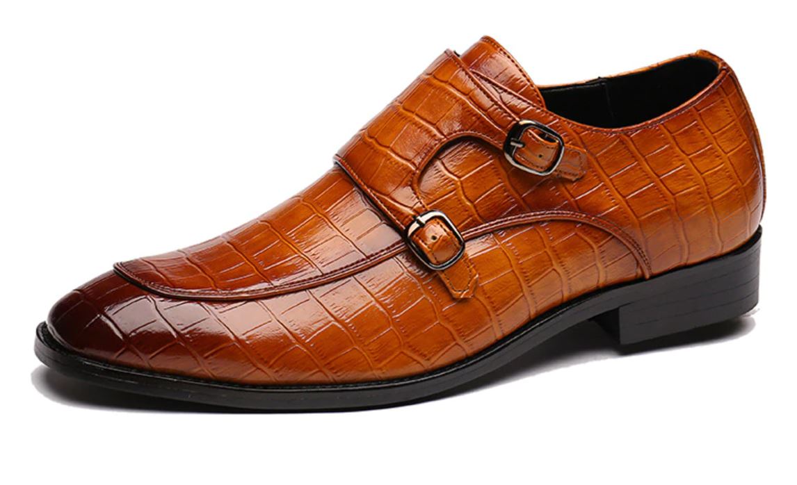 Handmade double monk Alligator shoes Crocodile Textur leather Shoes for men