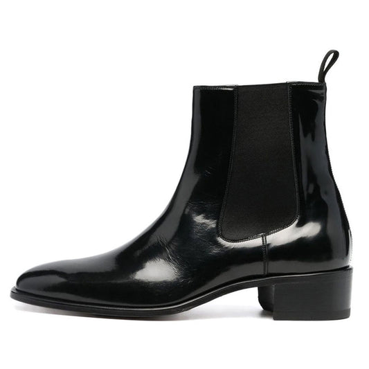 Handmade Unisex Patent Leather High Ankle Boots