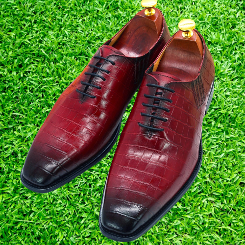 Handmade Men Alligators shoes, Men burgundy crocodile shoes, shoes for men