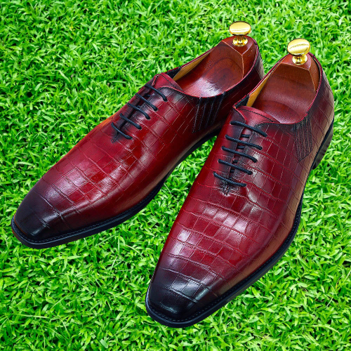 Handmade Men Alligators shoes, Men burgundy crocodile shoes, shoes for men