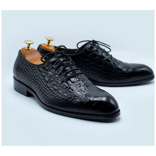 Handcrafted Black Alligator Leather Men's Shoes