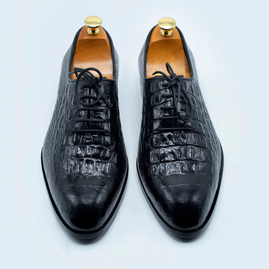 Handcrafted Black Alligator Leather Men's Shoes - Image 2