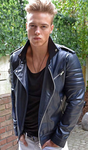 Black Cowhide Leather Jacket - Image 2