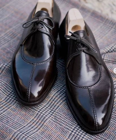 Handcrafted Black Derby Dress Shoes for Men