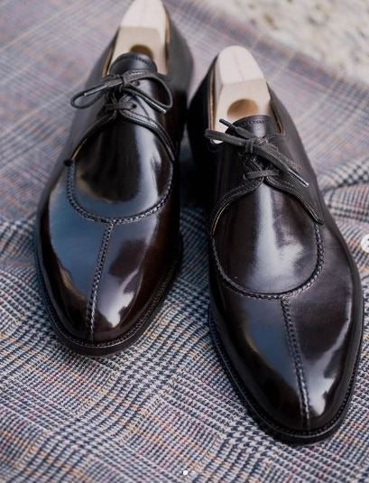 Handcrafted Black Derby Dress Shoes for Men