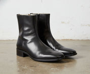 Handmade Men Black High Ankle Fashion Zipper Boots, Style Ankle Boots - angle-view-showing-depth