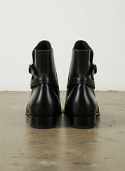 Handmade Men Black Jodhpurs Ankle Boot, Ankle High Leather Boot - back-view