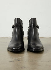 Handmade Men Black Jodhpurs Ankle Boot, Ankle High Leather Boot - front-view