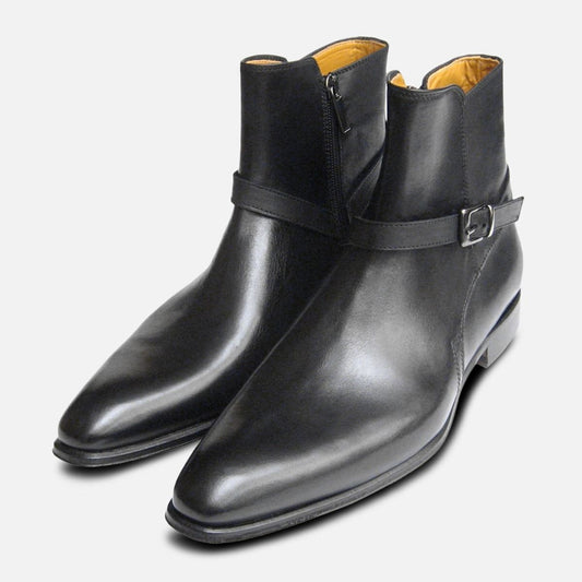 Handmade Men black Jodhpurs ankle boot, Men Black zip ankle boots