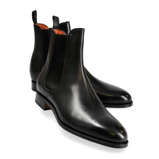 Handmade Men black leather ankle boots, Black Chelsea Boots, Ankle Boots