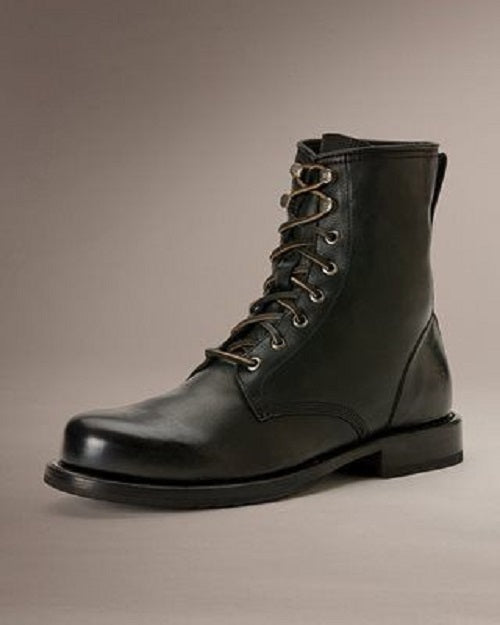 Handmade Men black leather ankle boots, Mens black leather dress boots