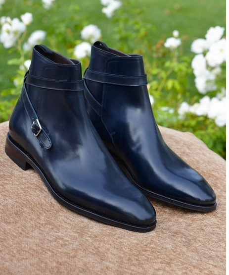 Handcrafted Men's Black Leather Jodhpurs Boots