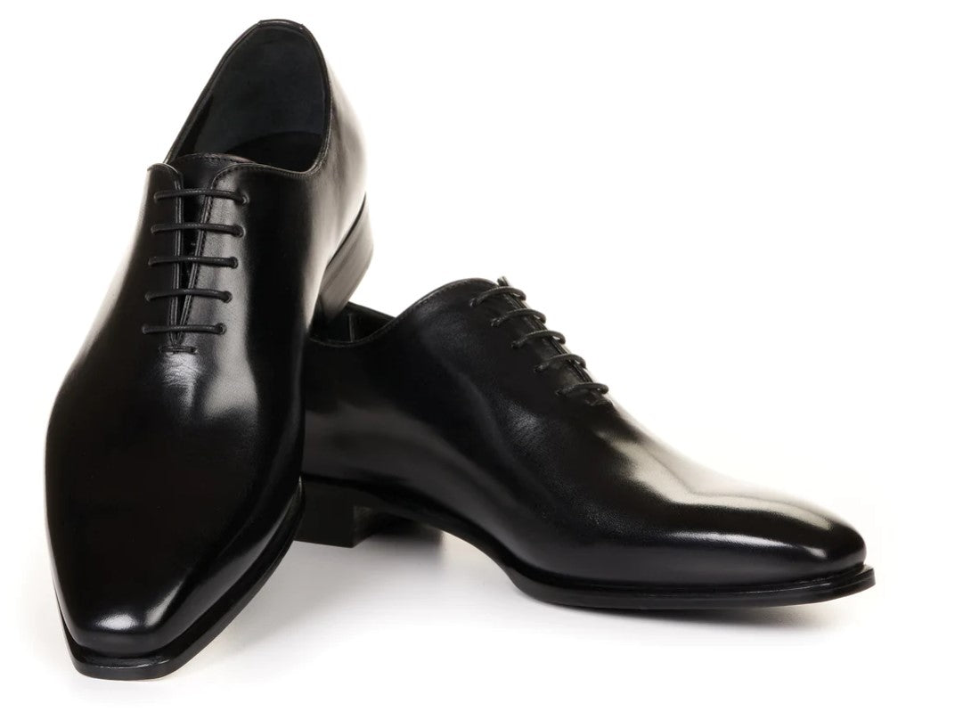 Handmade Men black Leather Oxford shoes, Men black leather tuxedo shoes