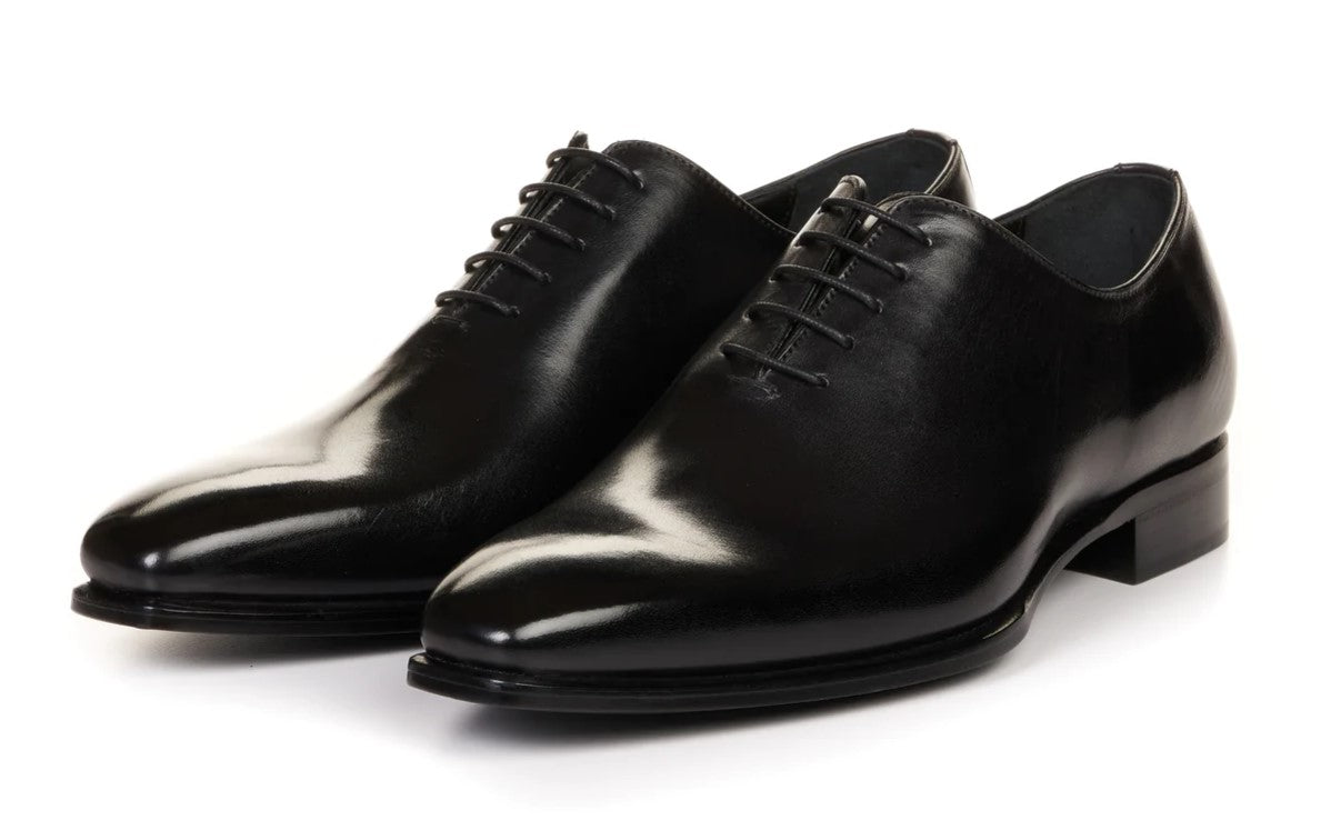 Handmade Men black Leather Oxford shoes, Men black leather tuxedo shoes