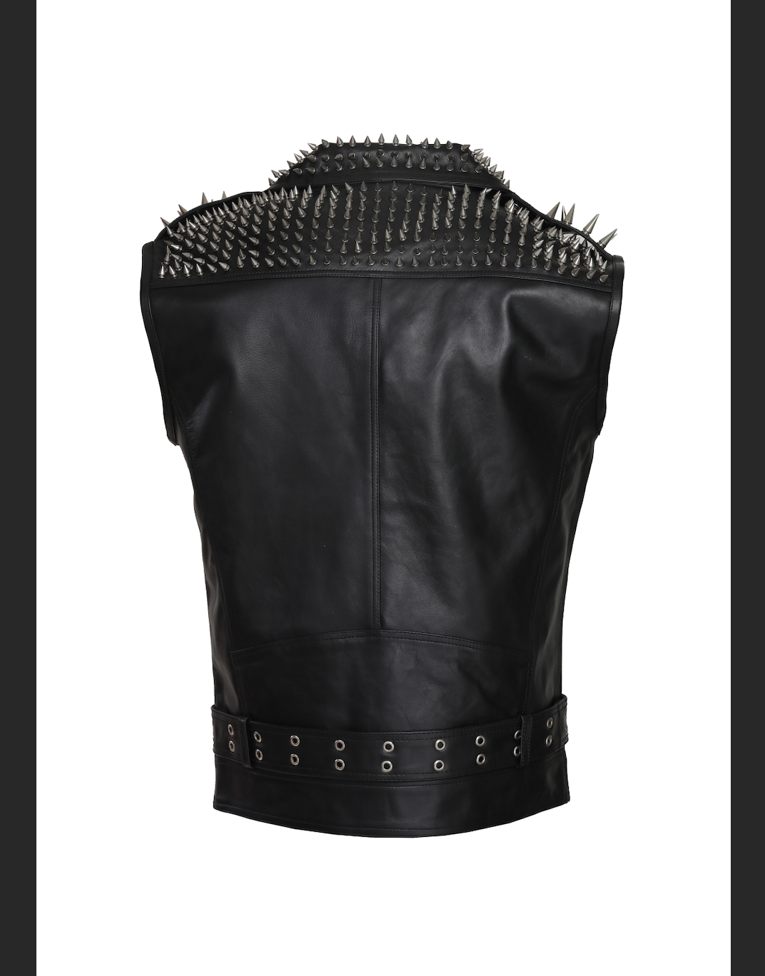 Handmade Men Black Leather Vest Style Jacket with stud work, Men Rock Punk