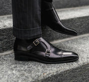 Handmade Black Monk Leather Shoes