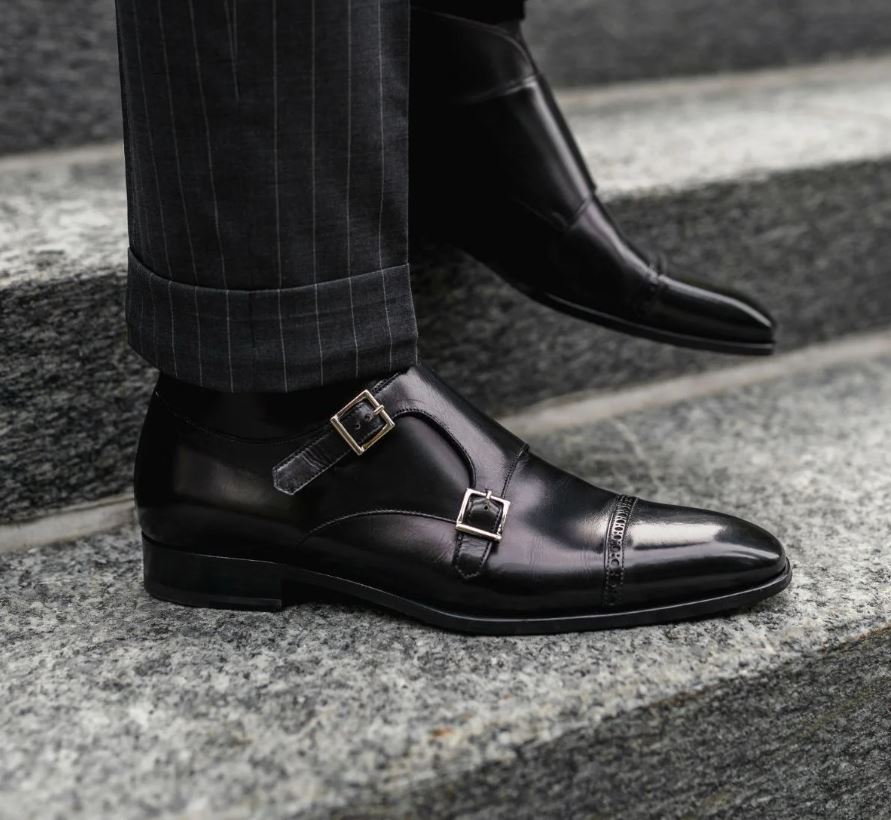 Handmade Black Monk Leather Shoes