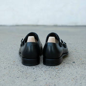 Handmade Men Black Monk Strap Leather shoes, Formal Monk Strap Dress Sh - back-view