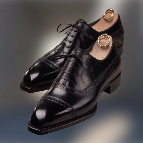 Handcrafted Men's Black Oxford Brogue Shoes