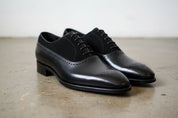 Handmade Men Black Suede And Leather Formal Shoes, Black Dress Shoes