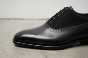 Handmade Men Black Suede And Leather Formal Shoes, Black Dress Shoes