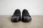 Handmade Men Black Suede And Leather Formal Shoes, Black Dress Shoes
