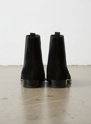 Handmade Men Black Suede Ankle dress boots, Men black side zip ankle boot - back-view