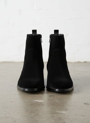 Handmade Men Black Suede Ankle dress boots, Men black side zip ankle boot - front-view