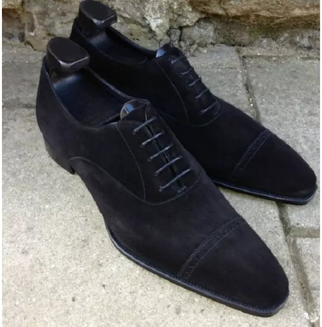 Handmade men black suede Oxfords shoes, Men Dress shoes, gift for him