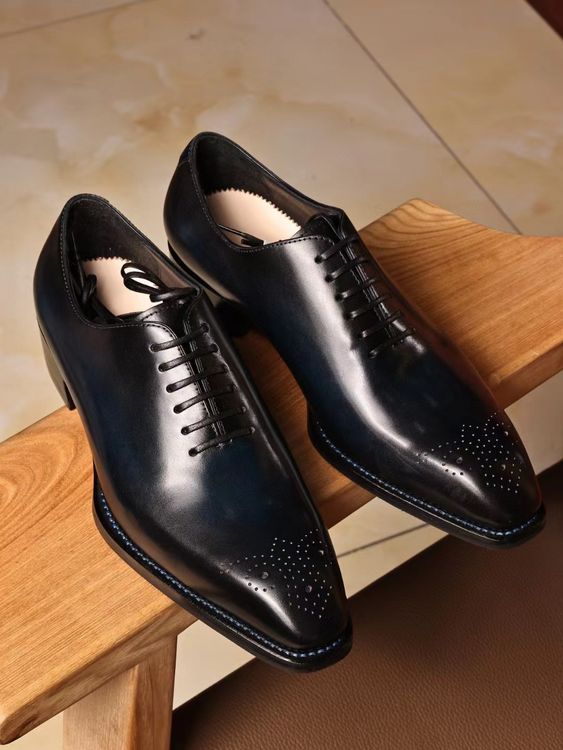 Handmade Men Black tuxedo shoes, Men leather Oxford shoes, men brogue shoes