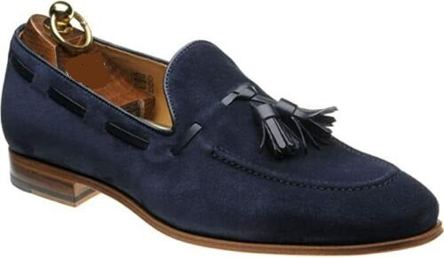 Handmade Men Blue Suede Slip on Shoes with Tassels, Casual Loafer Shoes