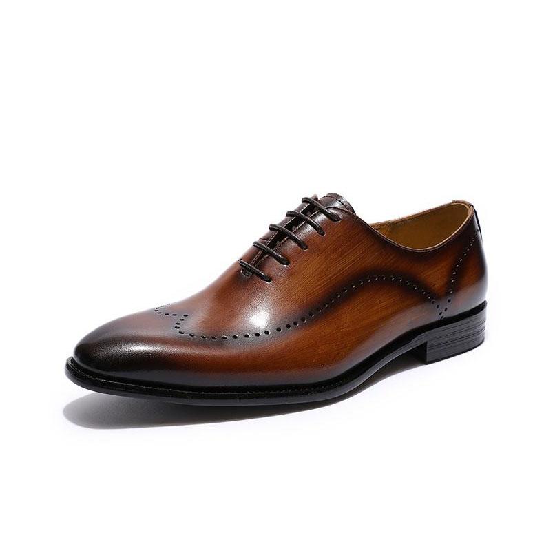 Handmade Men Brown Burnish Formal Shoes, Dress Leather Shoes