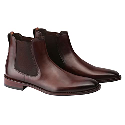 Handmade Men Brown Classic Chelsea boots, Brown dress boots for men