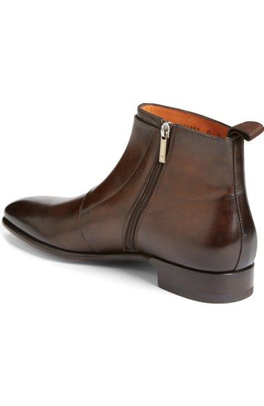 Handmade Men Brown Genuine Leather Ankle Boots, Side Zipper Ankle Boot