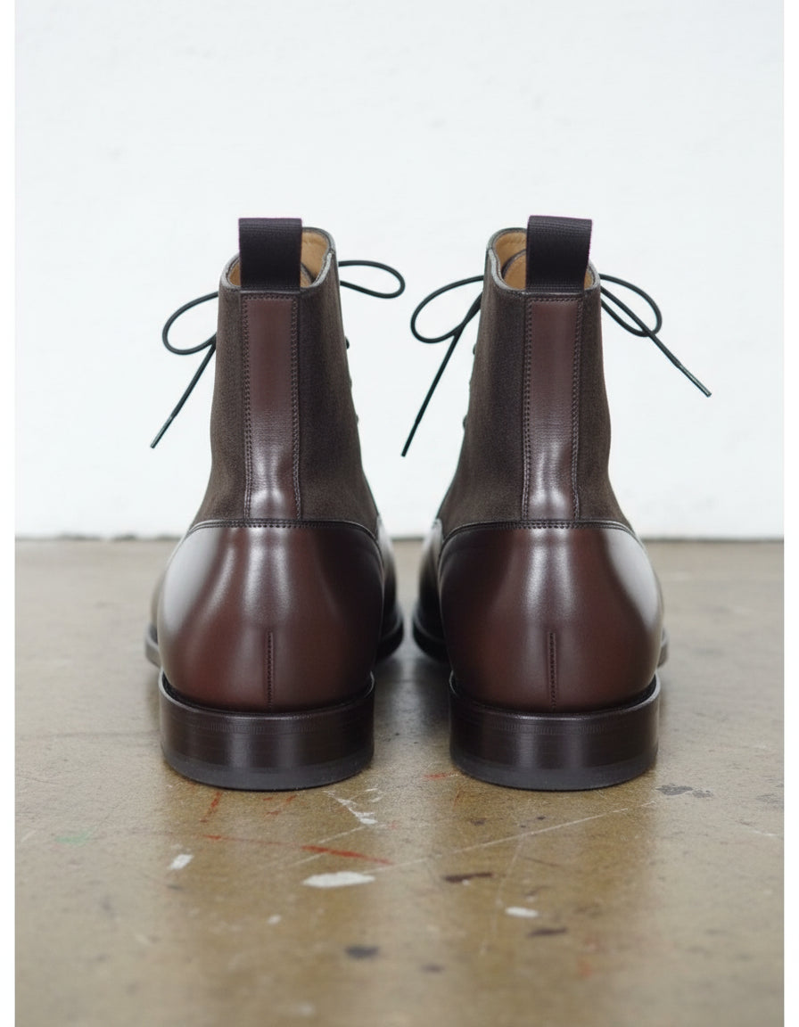Handmade Men Brown Lace Up Ankle Boots, Mens Fashion Cap Toe Ankle Boots