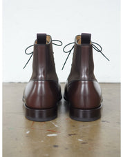 Handmade Men Brown Lace Up Ankle Boots, Mens Fashion Cap Toe Ankle Boots