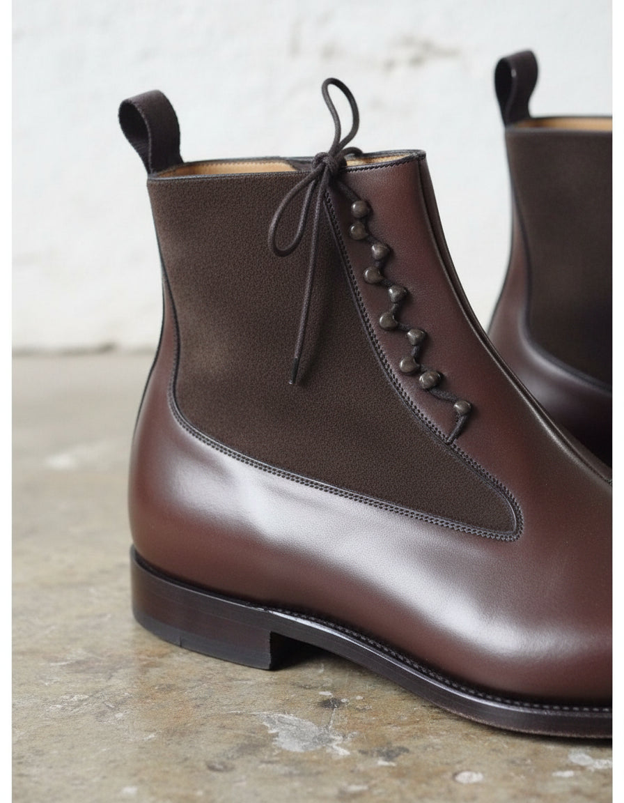 Handmade Men Brown Lace Up Ankle Boots, Mens Fashion Cap Toe Ankle Boots