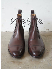 Handmade Men Brown Lace Up Ankle Boots, Mens Fashion Cap Toe Ankle Boots