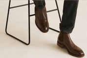 Handmade Men brown leather Chelsea boots, Men genuine leather dress boot
