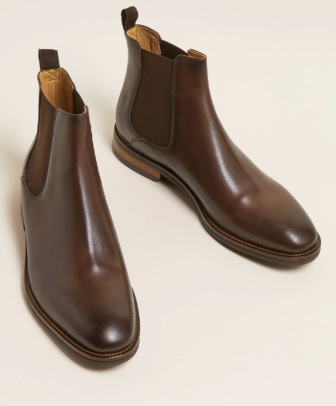 Handmade Men brown leather Chelsea boots, Men genuine leather dress boot