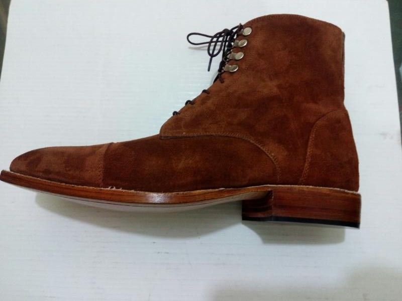 Handmade Men Brown Suede Ankle Boots, Ankle Leather Boot, Mens Boot