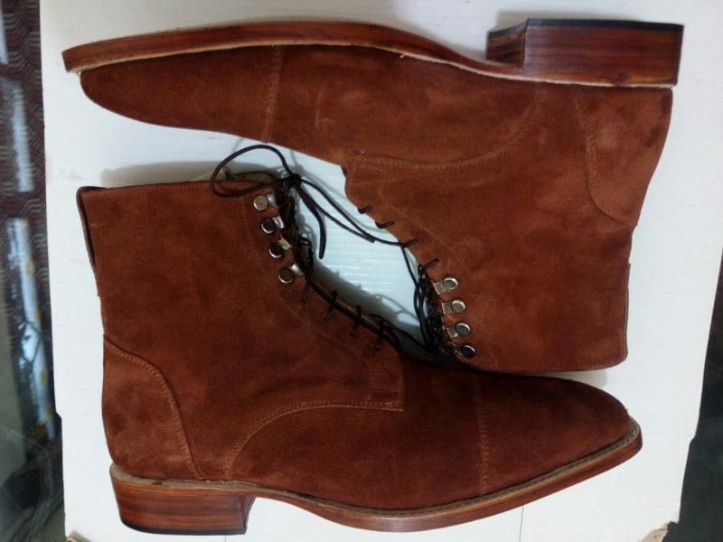 Handmade Men Brown Suede Ankle Boots, Ankle Leather Boot, Mens Boot