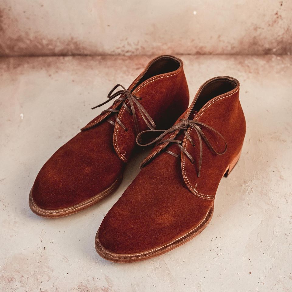 Handmade Men Brown Suede Ankle Boots with Lace up Closure, Suede Boots