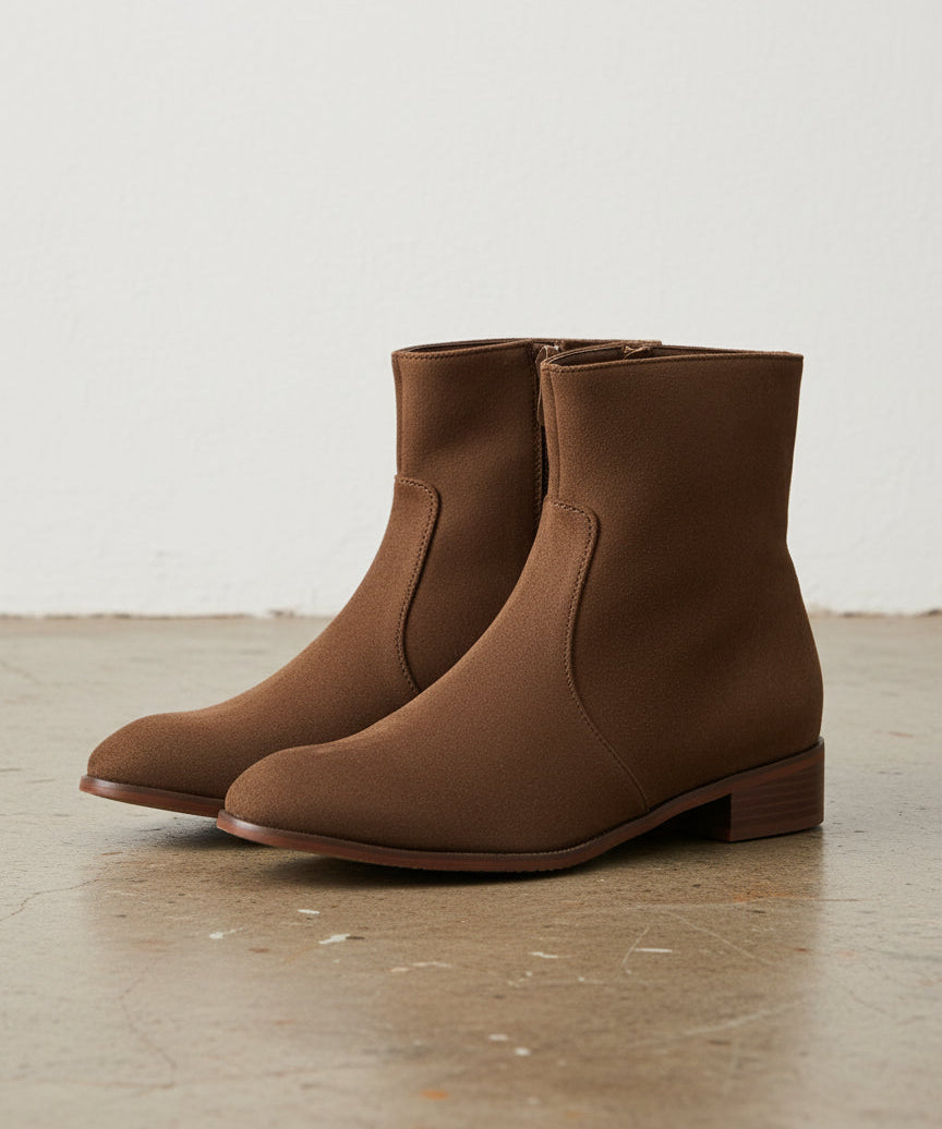 Handmade Men Brown Suede Ankle High Zipper Casual Boots, Ankle Boots - 3-4-right-view