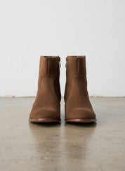 Handmade Men Brown Suede Ankle High Zipper Casual Boots, Ankle Boots - front-view