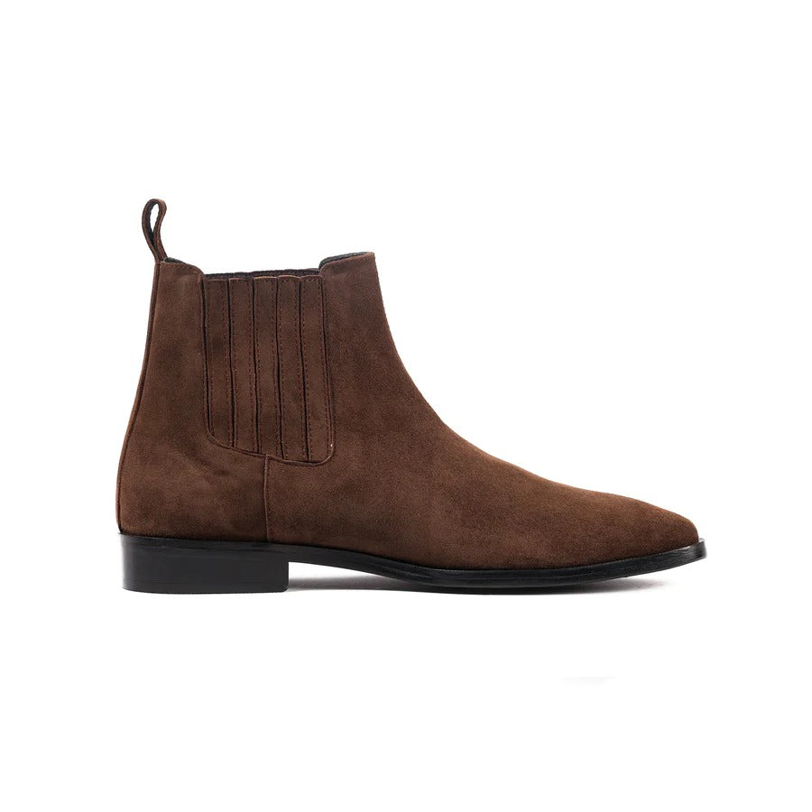 Handcrafted Men's Brown Suede Chelsea Boots